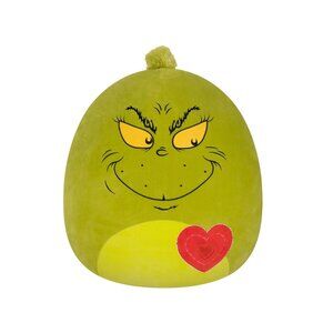 Squishmallows Grinch giant 20” Green Heart Patch Holiday Christmas Edition